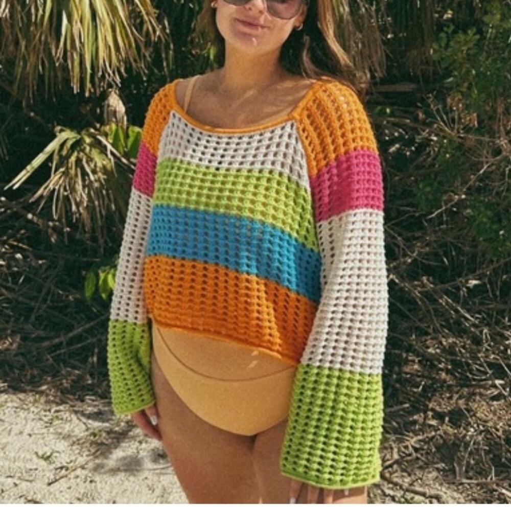 Wild Fable Colorful Crochet Top Size XXL